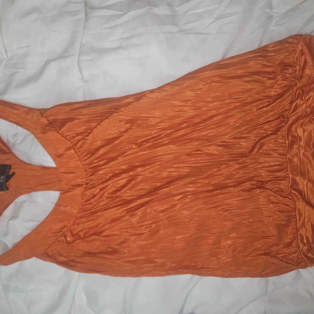 Orange Ruched Cut Out Tank Top